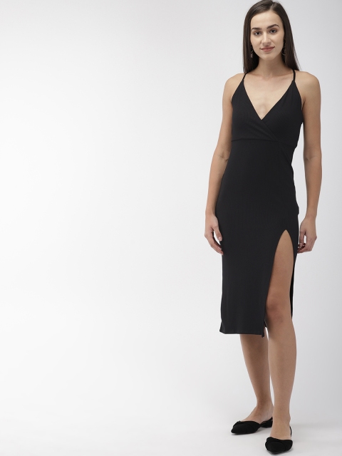 

FOREVER 21 Women Black Solid Bodycon Dress