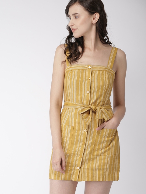 

FOREVER 21 Women Mustard Yellow & Cream-Coloured Sheath Dress