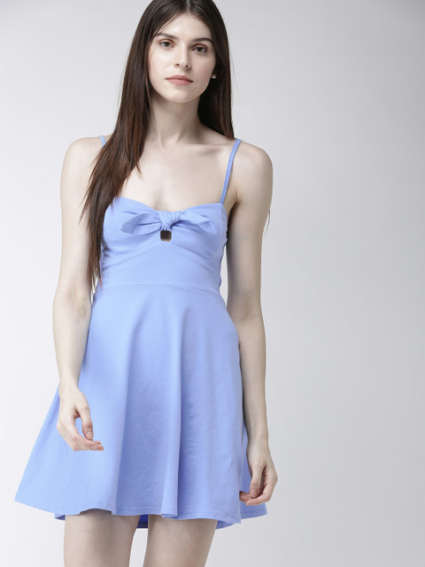

FOREVER 21 Women Blue Solid Empire Dress