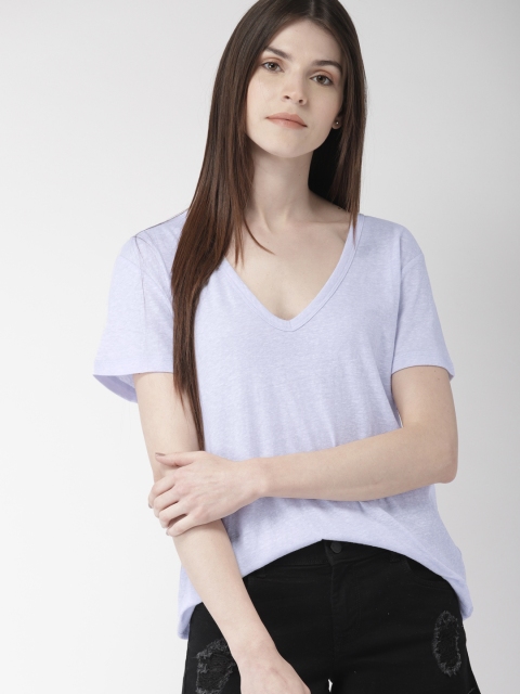 

FOREVER 21 Women Blue Solid Top