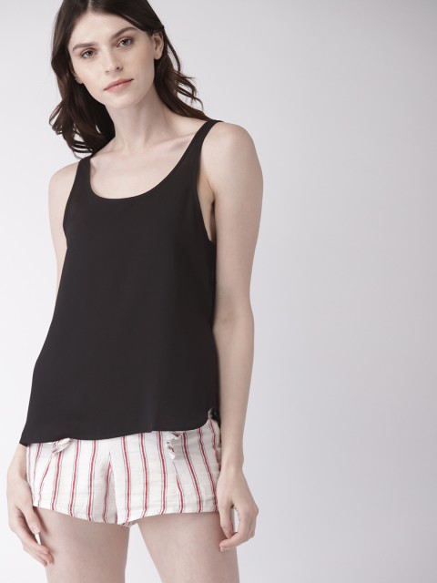 

FOREVER 21 Women Black Solid A-Line Top