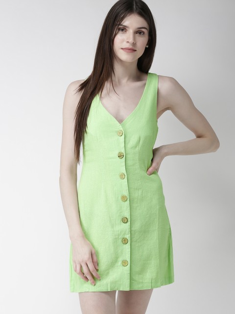 

FOREVER 21 Women Green Solid Sheath Dress