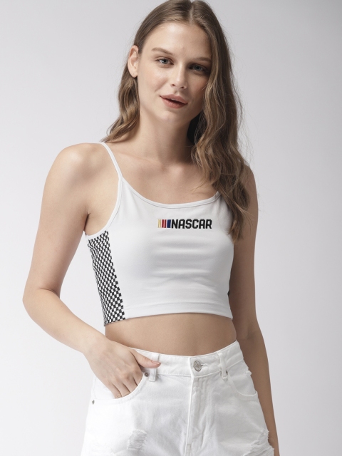 

FOREVER 21 Women White Printed Fitted Top