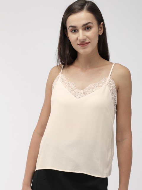 

FOREVER 21 Women Cream-Coloured Solid Top