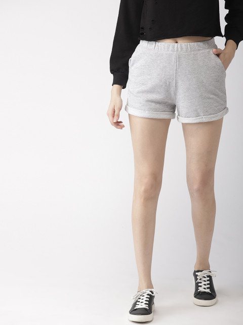 

FOREVER 21 Women Grey Solid Regular Fit Hot Pants