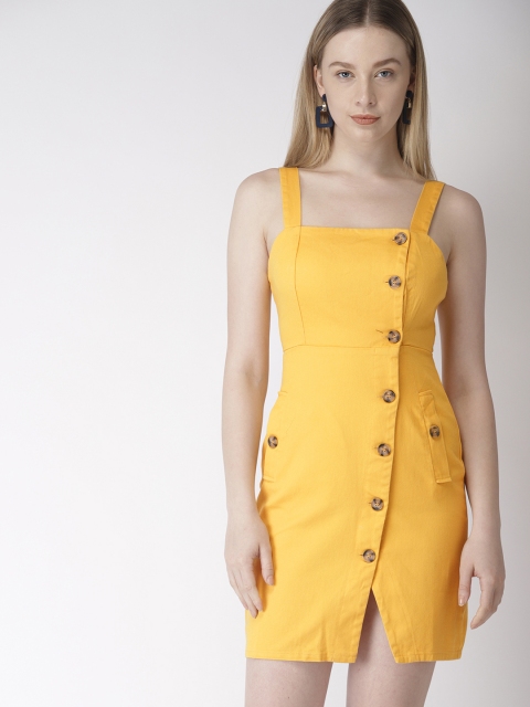 

FOREVER 21 Women Yellow Solid Bodycon Dress