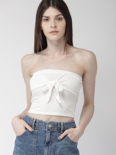 

FOREVER 21 Women Ivory White Solid Tube Top
