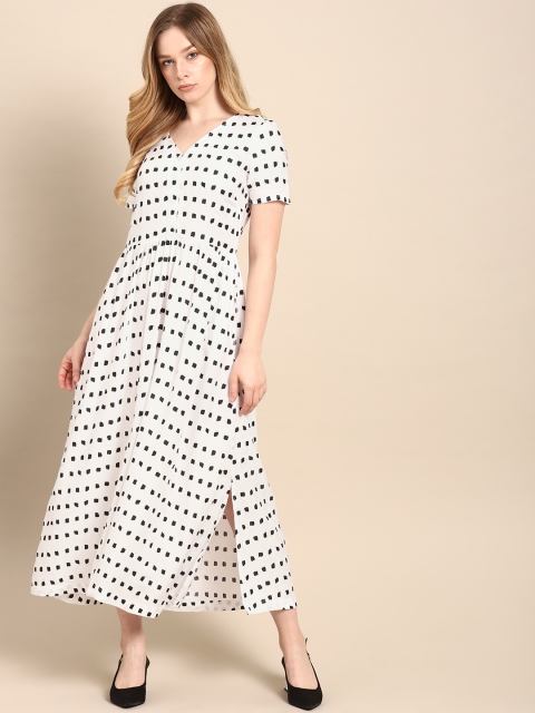 

ether Women White & Black Printed Maxi Dress