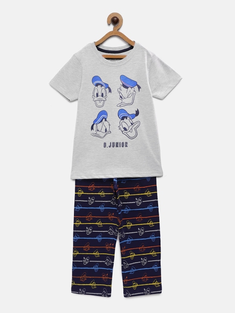 

TAMBOURINE Boys Grey Melange Printed Night Suit DHS-BNST-0138-11Y