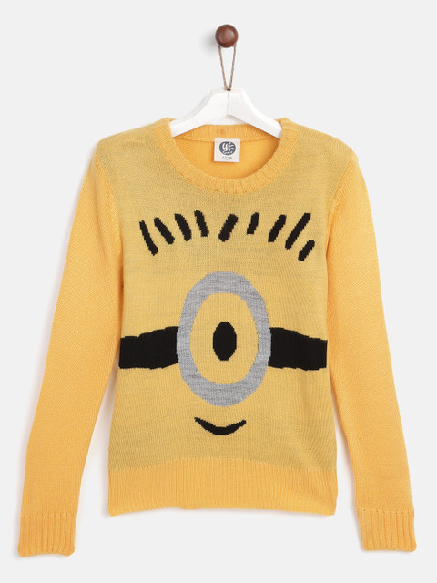 

YK Boys Yellow & Black Self Design Sweater
