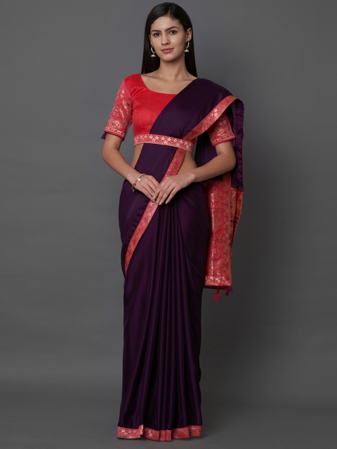 

Mitera Magenta Woven Design Poly Georgette Saree