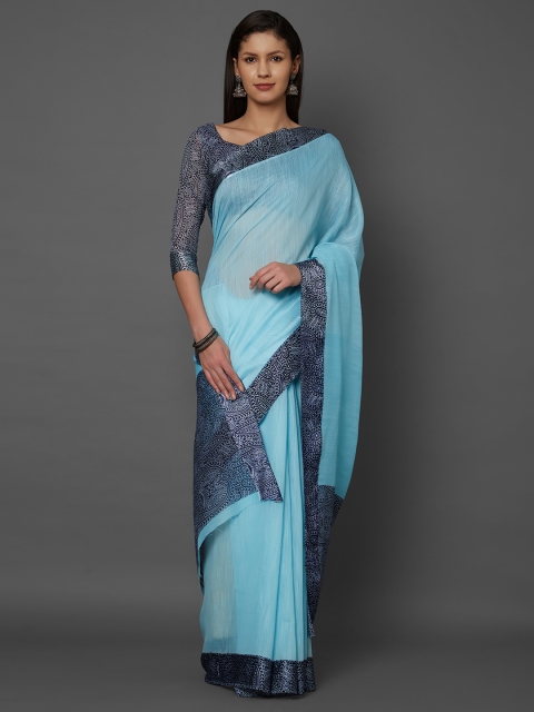 

Mitera Blue Printed Silk Cotton Saree