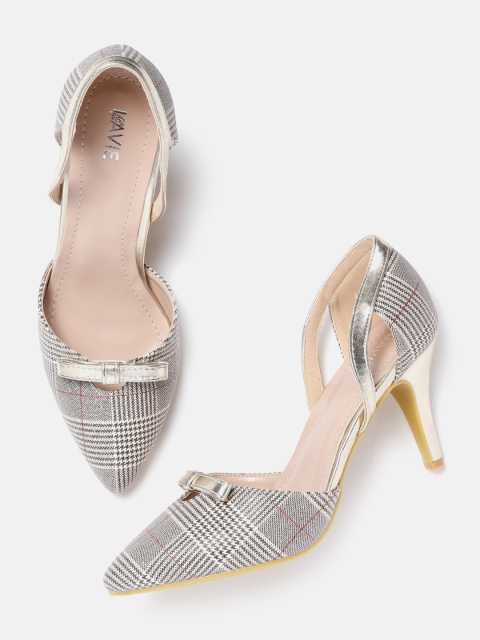 

Lavie Women Beige & Black Checked Pumps