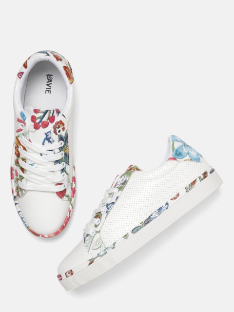 

Lavie Women White & Pink Printed Sneakers