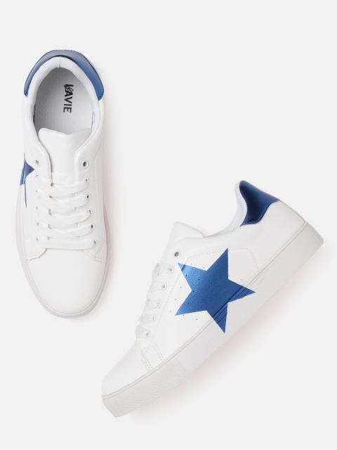 

Lavie Women White & Blue Printed Sneakers