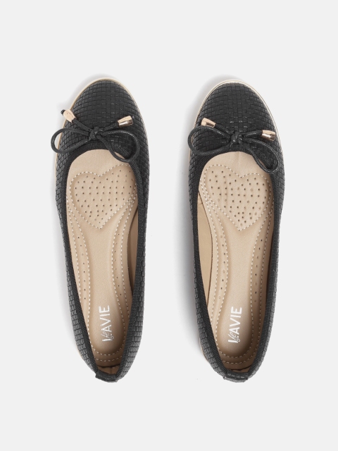 

Lavie Women Black Basketweave Textured Ballerinas
