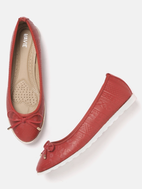 

Lavie Women Red Textured Ballerinas