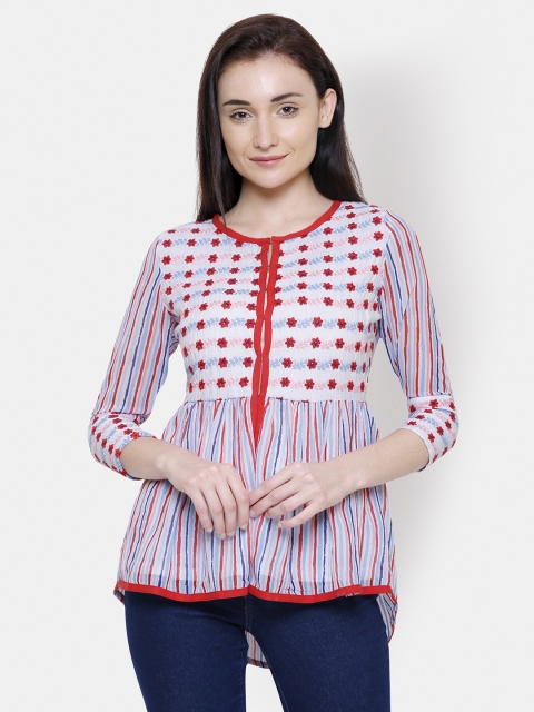 

Yaadleen Women Red Printed High-Low Top