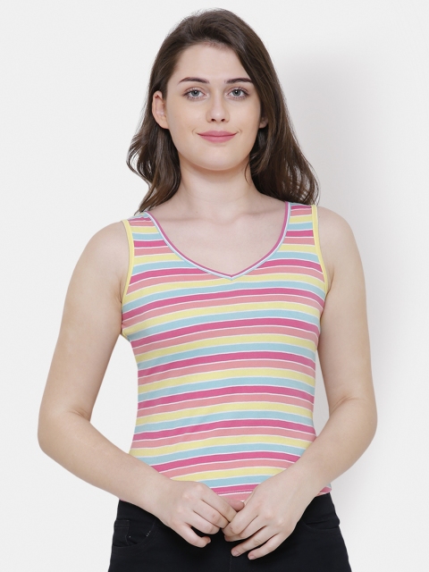 

Yaadleen Women Multicoloured Striped Pure Cotton Top, Multi