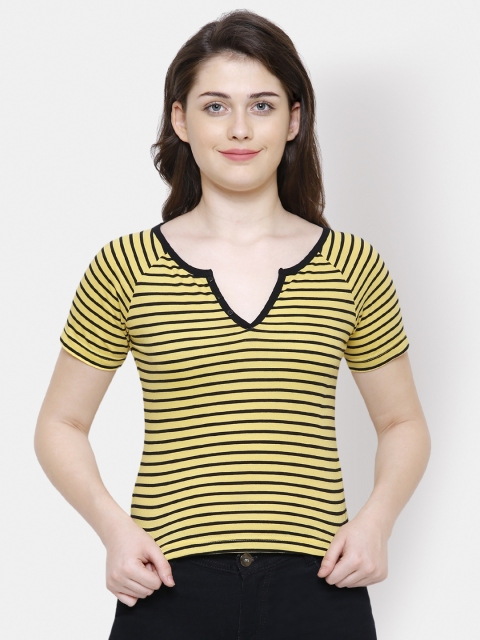 

Yaadleen Women Yellow Striped Top