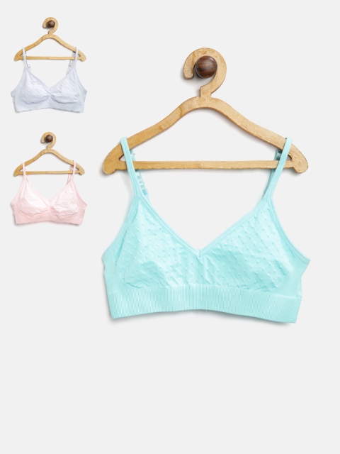 

Marks & Spencer Girls Pack of 3 Self-Design Beginners Bra T713213S, Blue