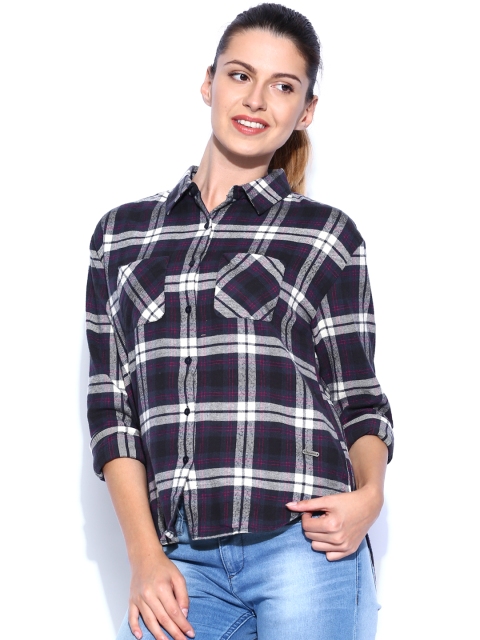 

Pepe Jeans Navy & Off-White Checked Casual Shirt, Navy blue