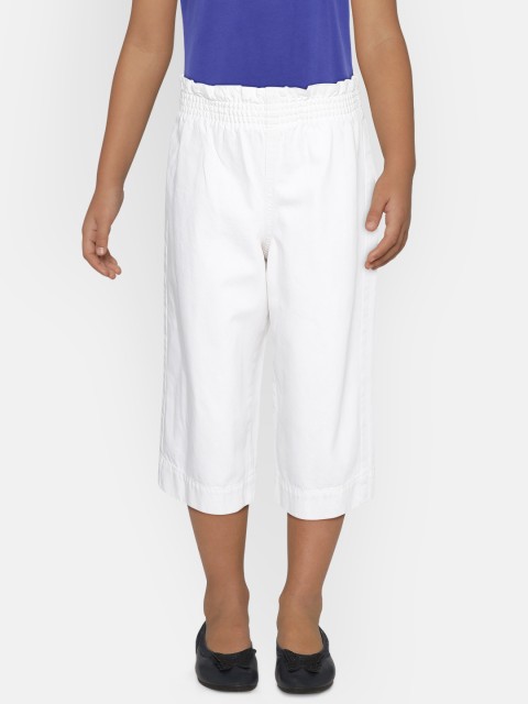 

Marks & Spencer Girls White Denim Pure Cotton Flared Solid Parallel Trousers
