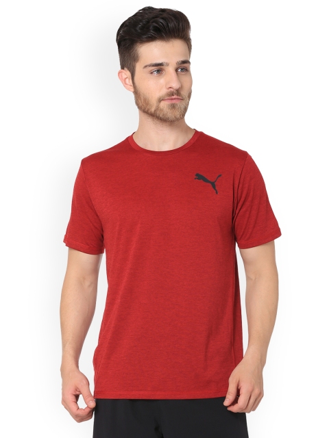 

Puma Men Red Solid Round Neck T-shirt ESSENTIAL PURETECH HEATHER T Red Dahlia