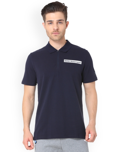 

Puma Men Navy Blue Solid Polo Collar T-shirt