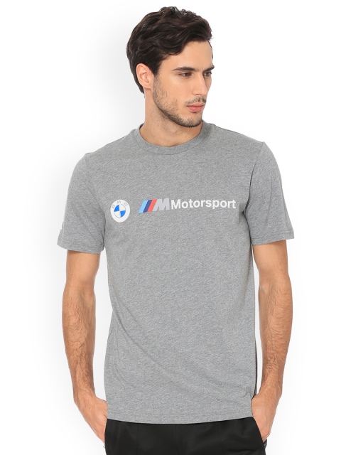 

Puma Men Grey Logo Printed BMW MMS Medium Heather Round Neck T-shirt