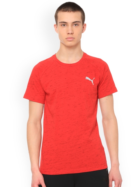 

Puma Men Red Self Design Round Neck Evostripe Spaceknit Tee Barbados T-shirt