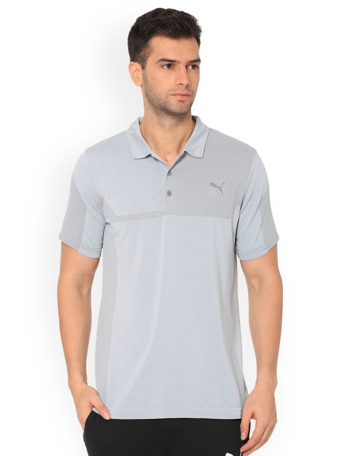 

Puma Men Grey Self Design Polo Collar T-shirt Evoknit Breakers Polo