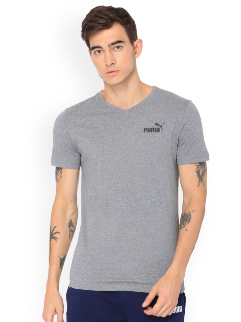 

Puma Men Grey Solid Round Neck T-shirt
