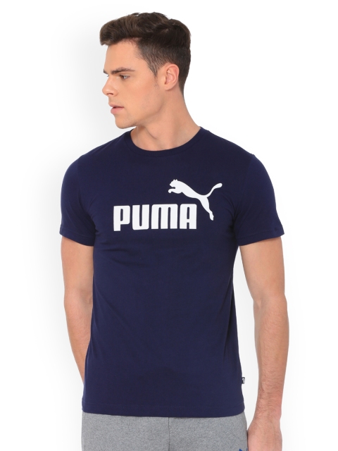 

Puma Men Navy Blue Printed ESS Logo Round Neck T-shirt
