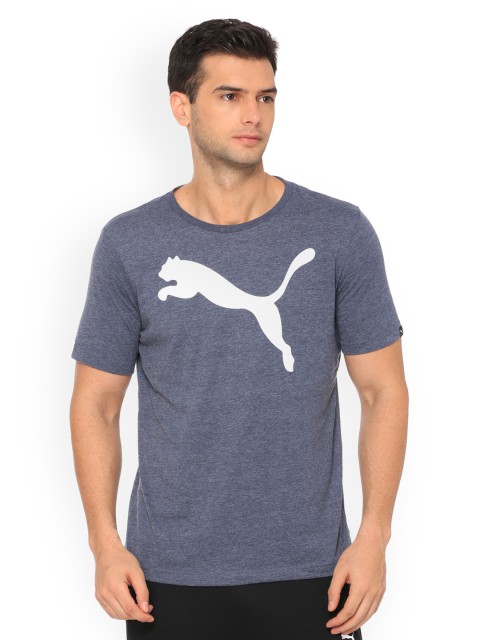 

Puma Men Navy Blue Printed ESS Big Cat Heather Round Neck T-shirt