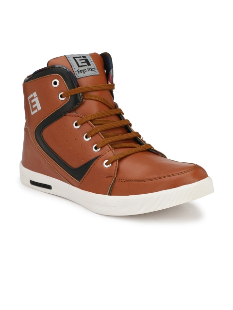 

Eego Italy Men Tan Brown Solid Synthetic Mid-Top Sneakers