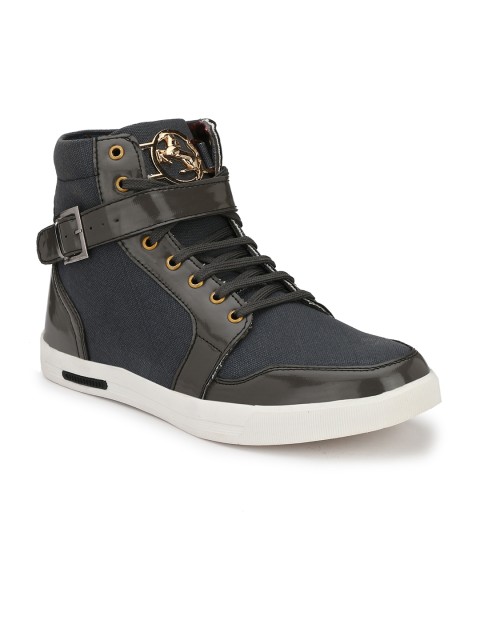 

Eego Italy Men Grey Colourblocked Canvas High-Top Flat Boots