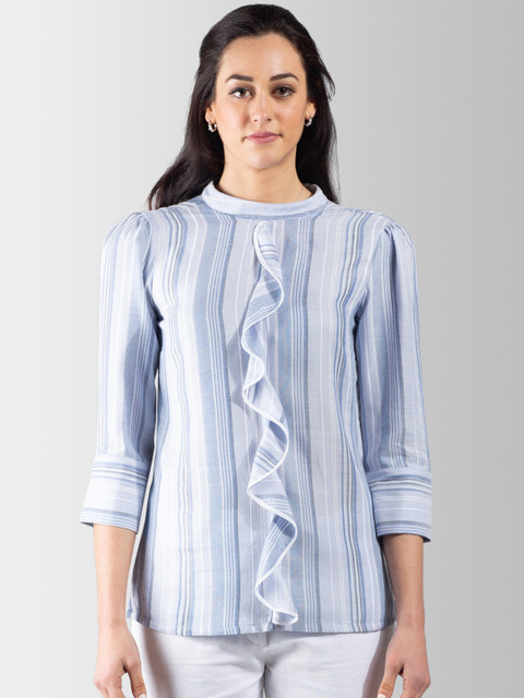 

FableStreet Women Blue Striped Top