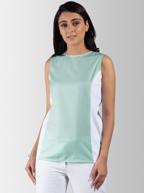 

FableStreet Women Green Colourblocked Top