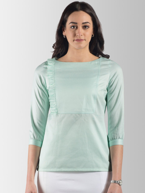 

FableStreet Women Green Solid Top