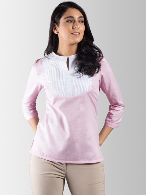 

FableStreet Women Pink Colourblocked Top