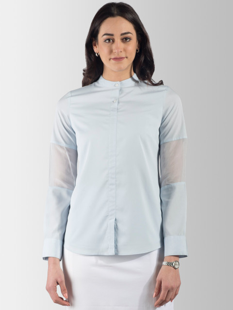 

FableStreet Women Blue Solid Shirt Style Top