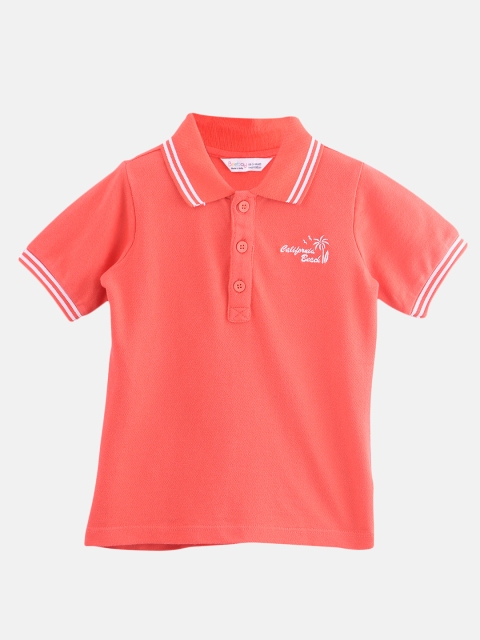 

Beebay Boys Coral Pink Solid Polo Collar T-shirt