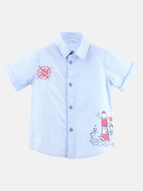 

Beebay Boys Blue Regular Fit Striped Casual Shirt