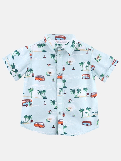 

Beebay Boys Green Regular Fit Printed Casual Shirt
