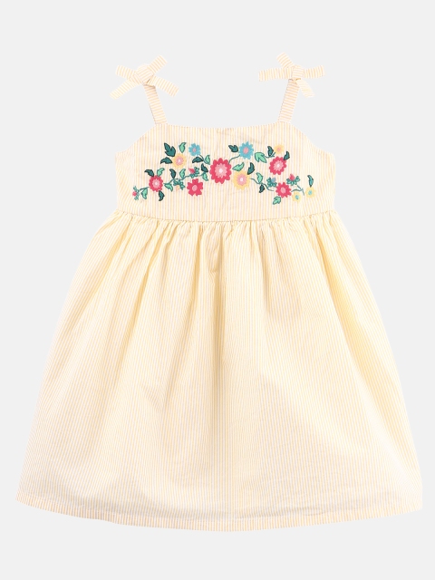 

Beebay Girls Yellow Embroidered Fit and Flare Dress