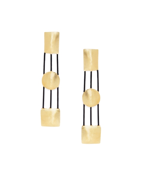 

Belsis Jewelry Gold-Plated & Black Handcrafted Geometric Drop Earrings