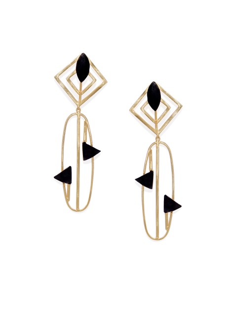 

Belsis Jewelry Black & Gold-Plated Handcrafted Geometric Drop Earrings