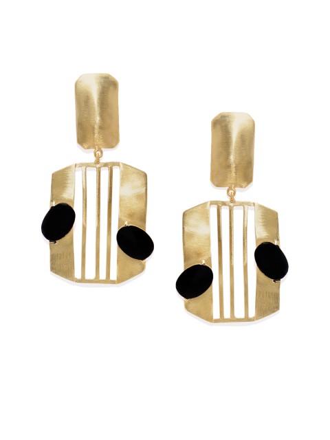 

Belsis Jewelry Gold-Plated & Black Handcrafted Geometric Drop Earrings
