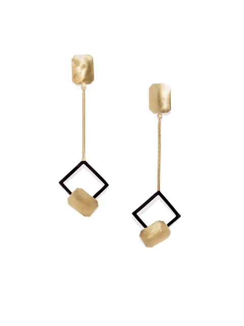 

Belsis Jewelry Gold-Plated & Black Handcrafted Geometric Drop Earrings